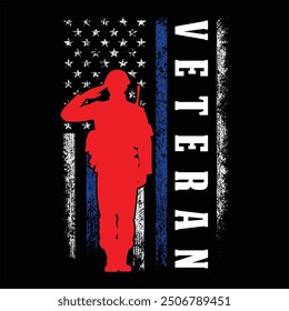 Distressed Veteran American Flag T-Shirt Design.