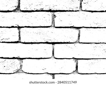Distressed vintage brickwork texture with rough dark grout for loft aesthetics on a transparent background