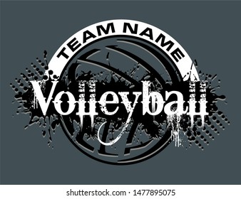 distressed volleyball team design with ball for school, college or league