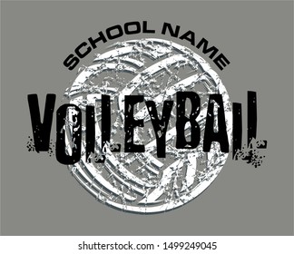 distressed volleyball team design with ball for school. college or league