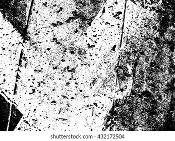 Distressed wall texture overlay. Abstract black and white grunge vector background