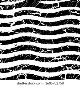 Distressed wave grainy overlay texture. Grunge wavy messy background. Dirty powder diagonal curve line template. Aged splatter crumb wall backdrop. Weathered drips aging design element. EPS10 vector.