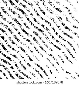 Distressed wave grainy overlay texture. Grunge wavy messy background. Dirty powder diagonal curve line template. Aged splatter crumb wall backdrop. Weathered drips aging design element. EPS10 vector.