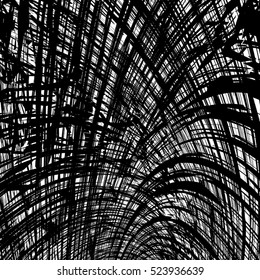 Distressed Wavy Lines Black Overlay Texture For Your Design. EPS10 vector.