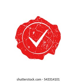 Distressed Wax Sealing Red Color Stamp Overlay Texture. Empty Grunge Design Template. EPS10 vector.