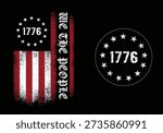 Distressed We The People 1776 Vertical USA Flag Patriotic Design