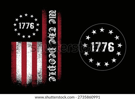 Distressed We The People 1776 Vertical USA Flag Patriotic Design