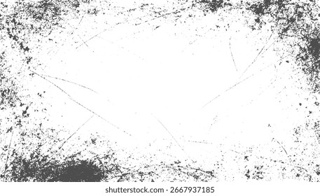Um fundo branco angustiado com manchas e arranhões cinza escuro disperso.