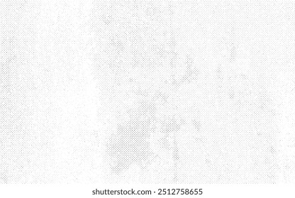 Textura de meio-tom granulado branco angustiado. Cobertura de poeira texturizada. Partículas de ruído de grão - Efeitos de padrão sem costura preto e branco e fundo preto enferrujado. Ilustração vetorial