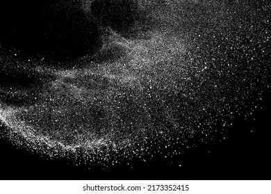 Distressed white grainy texture. Dust overlay textured. Grain noise particles. Snow effects pack. Rusted black background. Vector illustration, EPS 10.  