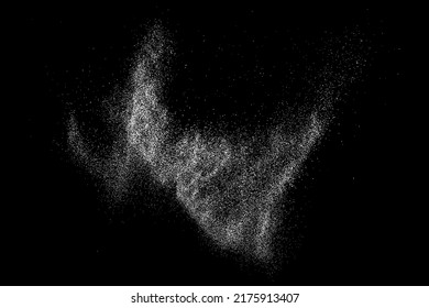 Textura de grano blanco angustiada. El polvo sobrante texturado. Partículas de ruido de grano. Envase con efectos de nieve. Fondo negro rayado. Ilustración del vector, EPS 10.  