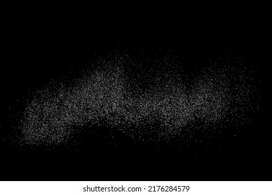 Distressed white grainy texture. Dust overlay textured. Grain noise particles. Snow effects pack. Rusted black background. Vector illustration, EPS 10.  
