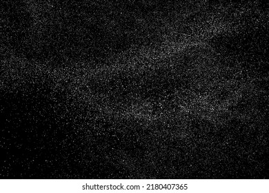 Textura de grano blanco angustiada. El polvo sobrante texturado. Partículas de ruido de grano. Envase con efectos de nieve. Fondo negro rayado. Ilustración del vector, EPS 10.  