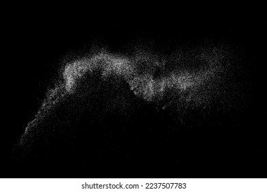 Distressed white grainy texture. Dust overlay textured. Grain noise particles. Snow effects pack. Rusted black background. Vector illustration, EPS 10.  