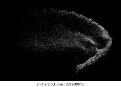 Distressed white grainy texture. Dust overlay textured. Grain noise particles. Snow effects pack. Rusted black background. Vector illustration, EPS 10.  