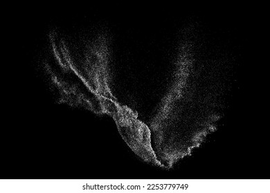 Distressed white grainy texture. Dust overlay textured. Grain noise particles. Snow effects pack. Rusted black background. Vector illustration, EPS 10.  