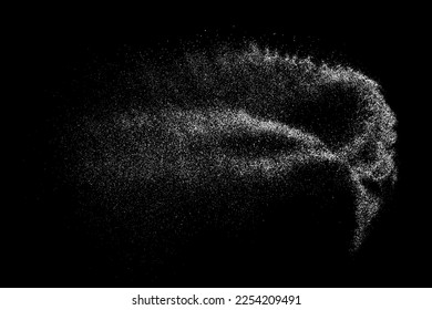 Distressed white grainy texture. Dust overlay textured. Grain noise particles. Snow effects pack. Rusted black background. Vector illustration, EPS 10.  