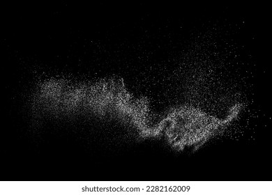 Distressed white grainy texture. Dust overlay textured. Grain noise particles. Snow effects pack. Rusted black background. Vector illustration, EPS 10.  