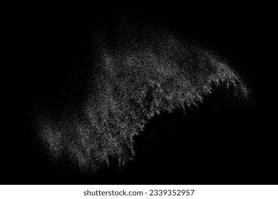 Distressed white grainy texture. Dust overlay textured. Grain noise particles. Snow effects pack. Rusted black background. Vector illustration, EPS 10.  