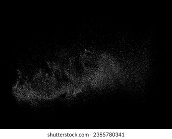Textura de grano blanco angustiada. El polvo sobrante texturado. Partículas de ruido de grano. Envase con efectos de nieve. Fondo negro rayado. Ilustración del vector, EPS 10.  