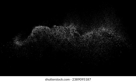 Textura de grano blanco angustiada. El polvo sobrante texturado. Partículas de ruido de grano. Envase con efectos de nieve. Fondo negro rayado. Ilustración del vector, EPS 10.  