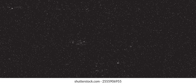 Distressed white grainy texture. Dust overlay textured. Grain noise particles. Snow effects pack. Rusted black background. Vector illustration