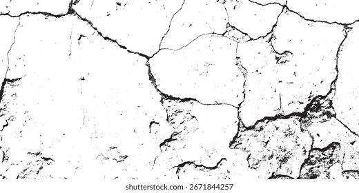 Distressed White Wall Texture with Black Cracks Grunge Overlay