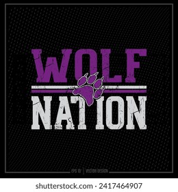 Distressed Wolf Nation, Wolf Nation, Sports Emblem, Sports