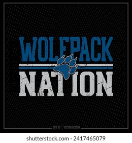 Distressed Wolfpack Nation, Wolfpack Nation, Sports Emblem, Sports