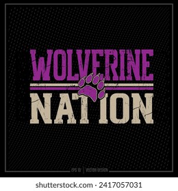 Distressed Wolverine Nation, Wolverine Nation, Sports Emblem, Sports