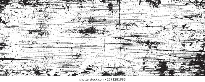 Ilustração de vetor de fundo de textura de madeira angustiada em preto e branco