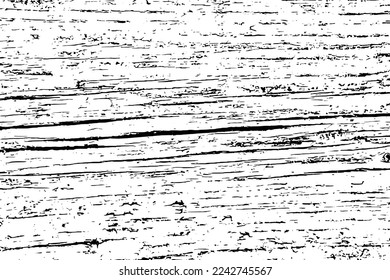 Distressed wood texture. Black grainy texture on white background. Dust overlay textured. Grain noise particles. Rusted white effect. Grunge design elements. Vector illustration, EPS 10.
