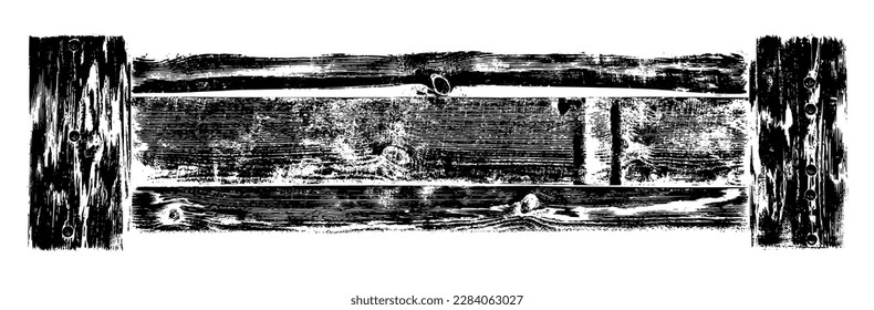 Distressed wood texture. Black grainy texture on white background. Dust overlay textured. Grain noise particles. Long banner. Grunge design elements. Vector illustration, EPS 10.