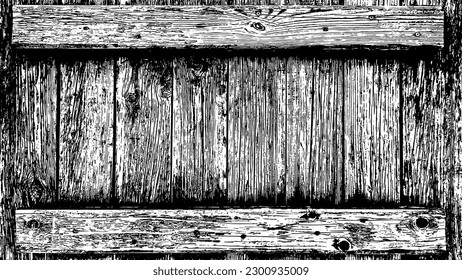 Distressed wood texture. Black grainy texture on white background. Dust overlay textured. Grain noise particles. Rusted white effect. Grunge design elements. Vector illustration, EPS 10.