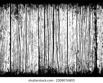 Distressed wood texture. Black grainy texture on white background. Dust overlay textured. Grain noise particles. Rusted white effect. Grunge design elements. Vector illustration, EPS 10.