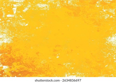 Distressed Yellow Textured Background. Orange and Yellow Grunge Frame. Warm-Tone Old Paper Texture. Distressed Watercolor with Rustic Border