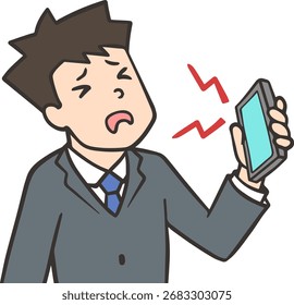 Joven angustiado oyendo gritos en el teléfono inteligente