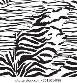 Distressed Zebra Stripe seamless Pattern Grunge Animal Print Texture for Fashion and Graphic Design