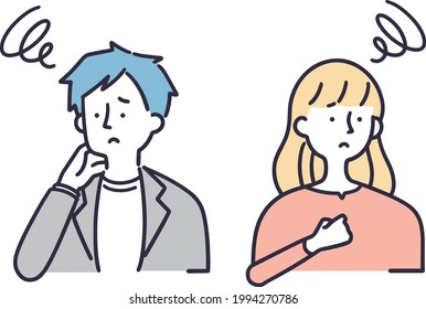 distressing negative man　woman simple illustration