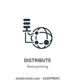 Distribute glyph icon vector on white background. Flat vector distribute icon symbol sign from modern networking collection for mobile concept and web apps design.