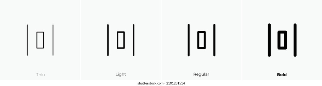 icono de distribución horizontal. Diseño delgado, ligero y audaz aislado en un fondo blanco