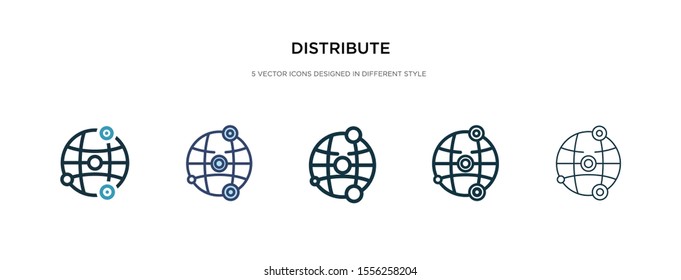 distribute icon in different style vector illustration. two colored and black distribute vector icons designed in filled, outline, line and stroke style can be used for web, mobile, ui