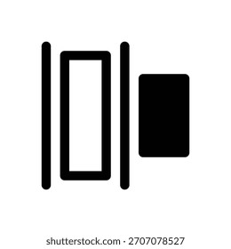 Distribuir. Icono de Vector de trazo delineado con detalles rellenos de negro.