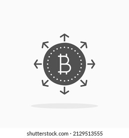 Distributed bitcoin glyph icon. Can be used for digital product, presentation, print design and more.
