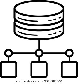 Distributed database Concept, decentralised independent computers Vector Icon Design, Big data Symbol, Business intelligence Sign,Web hosting and Data Center Stock Illustration