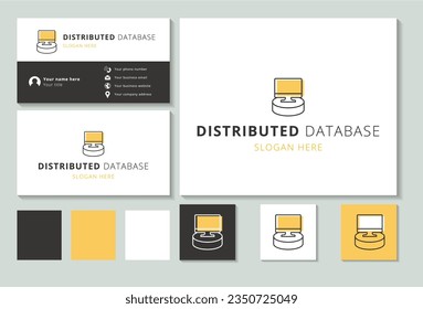 Distributed database logo design with editable slogan. Branding book and business card template.
