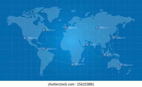 distributed database world map blue print