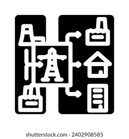 distributed generation electric glyph icon vector. distributed generation electric sign. isolated symbol illustration