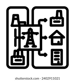 distributed generation electric line icon vector. distributed generation electric sign. isolated contour symbol black illustration