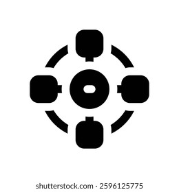 distributed glyph icon. Strong and solid vector icon for websites, mobile interfaces, presentations, and visual branding. High quality and easy to edit.